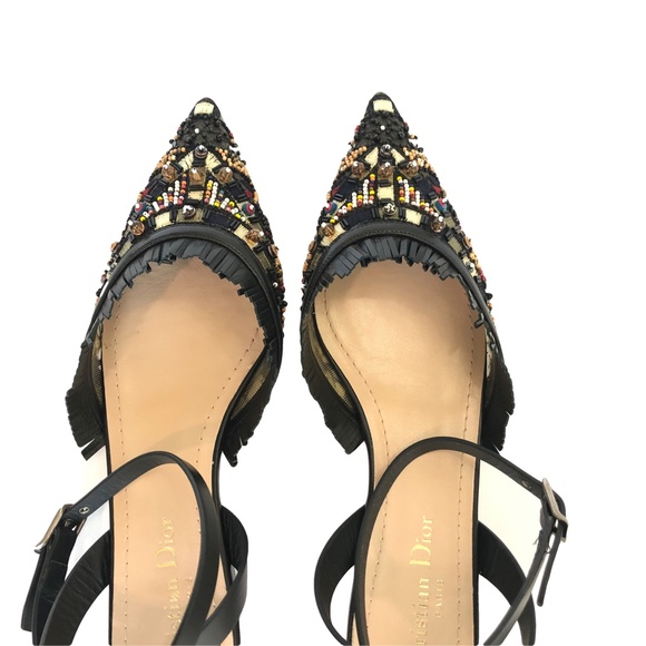Dior Embroidered Pointed Toe Flats - Picture 9 of 11